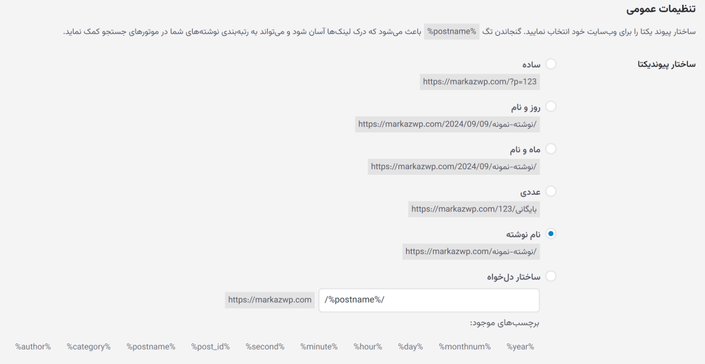 بهترین نوع ساختار پیوند یکتا در وردپرس